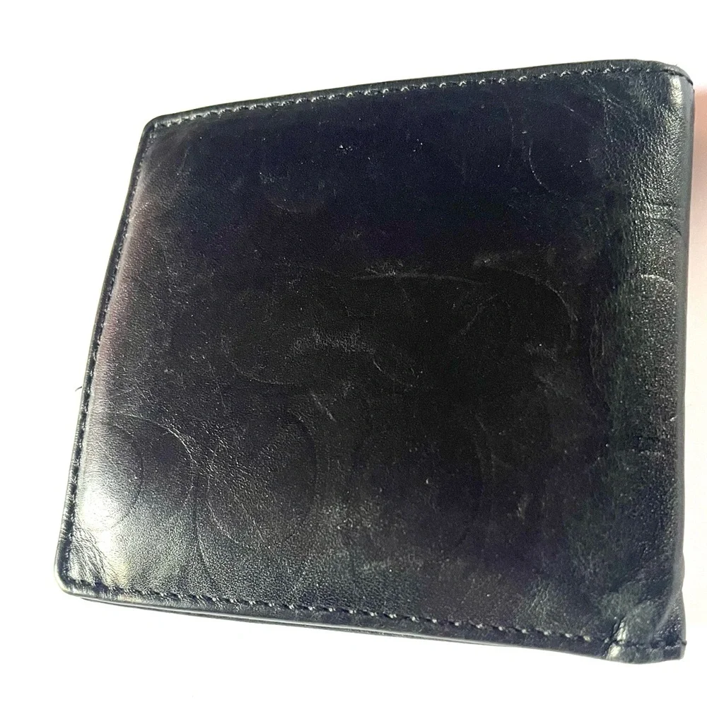 Coach Black Signature Embossed Leather Bifold Wallet - AS IS